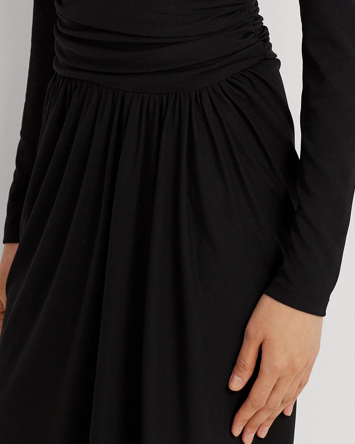 LAUREN RALPH LAUREN Ruched Stretch Jersey Surplice Dress DGFOutlet LAUREN RALPH LAUREN Ruched Stretch Jersey Surplice Dress DGFOutlet
