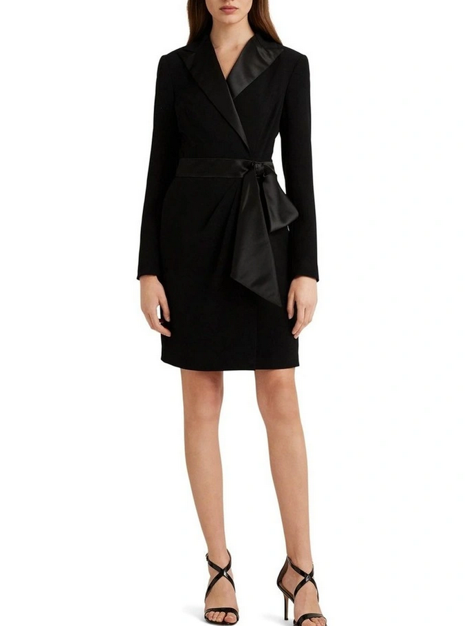LAUREN RALPH LAUREN Crepe Long-Sleeve Cocktail Dress