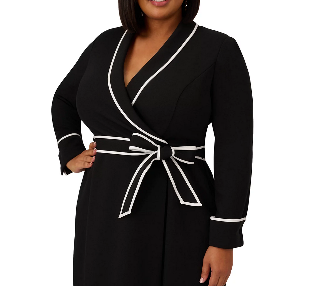 Adrianna Papell Plus Size Tipped Tuxedo Dress