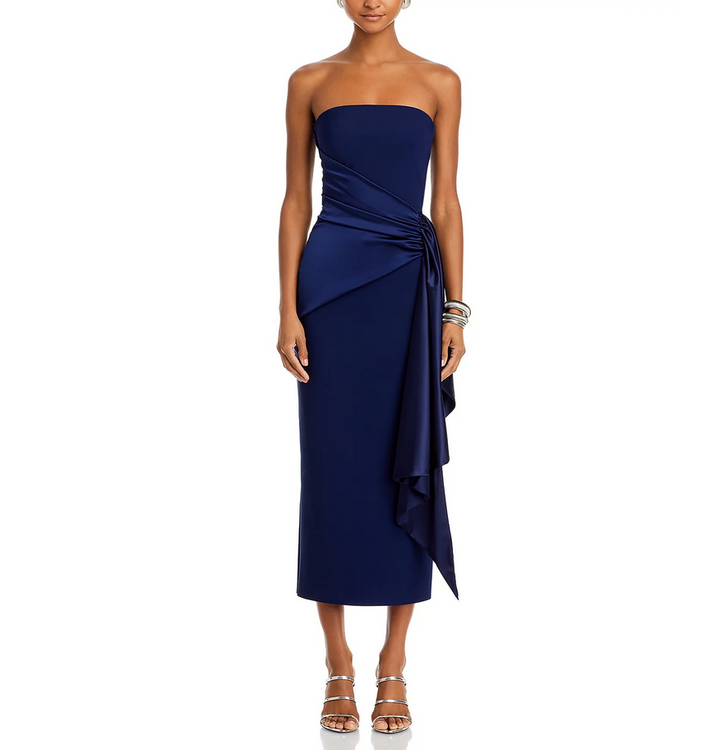 Chiara Boni La Petite Robe Airi Side Twist Strapless Midi Dress