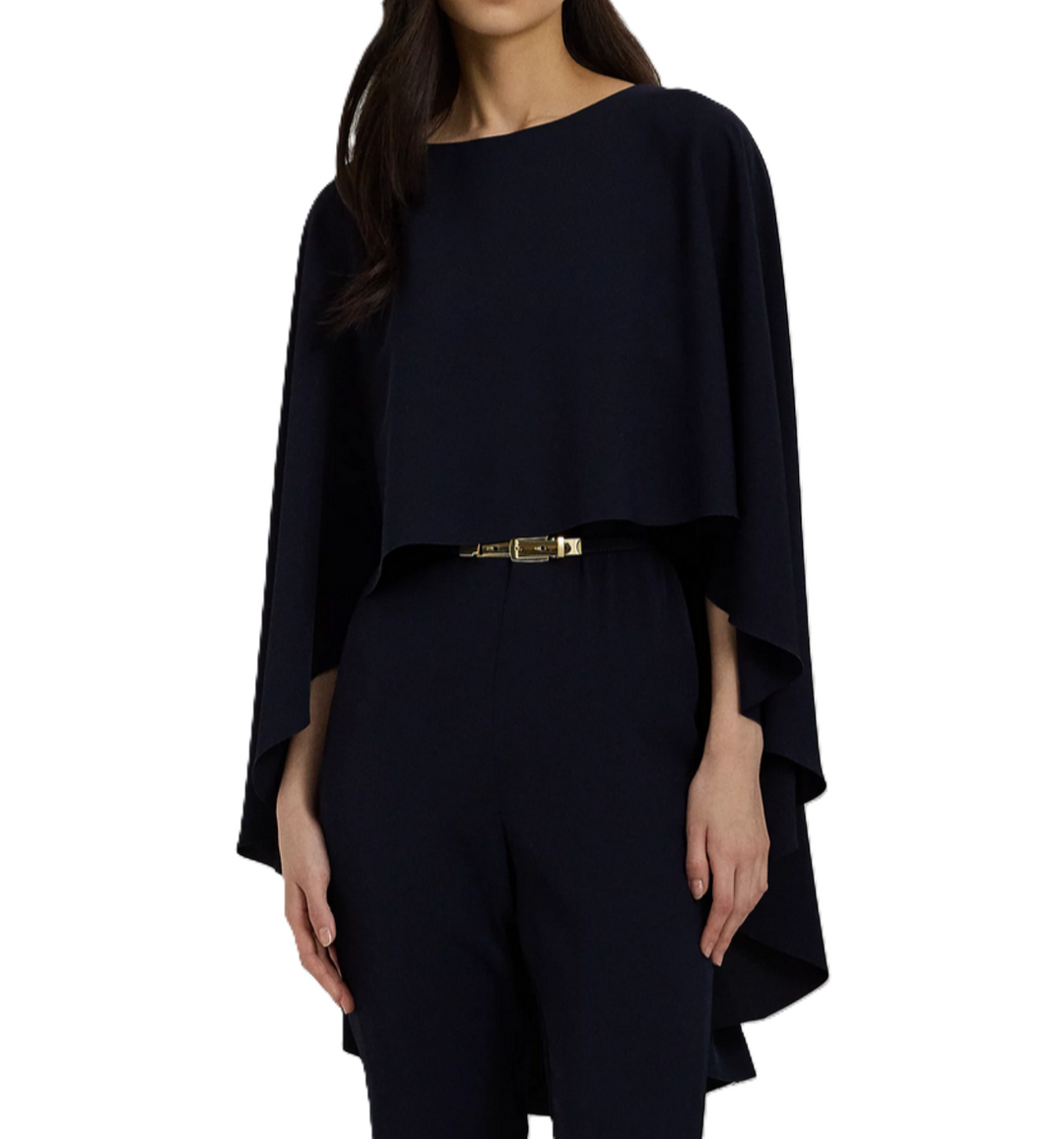 LAUREN RALPH LAUREN Belted Cape Georgette Jumpsuit