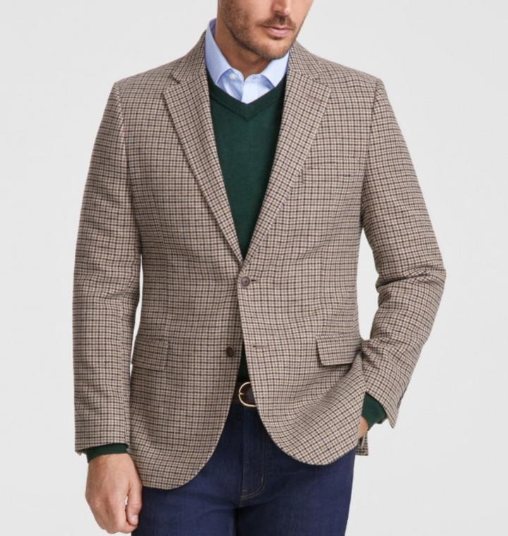Nautica Men's Modern-Fit Brown Houndstooth Tweed Sport Coat