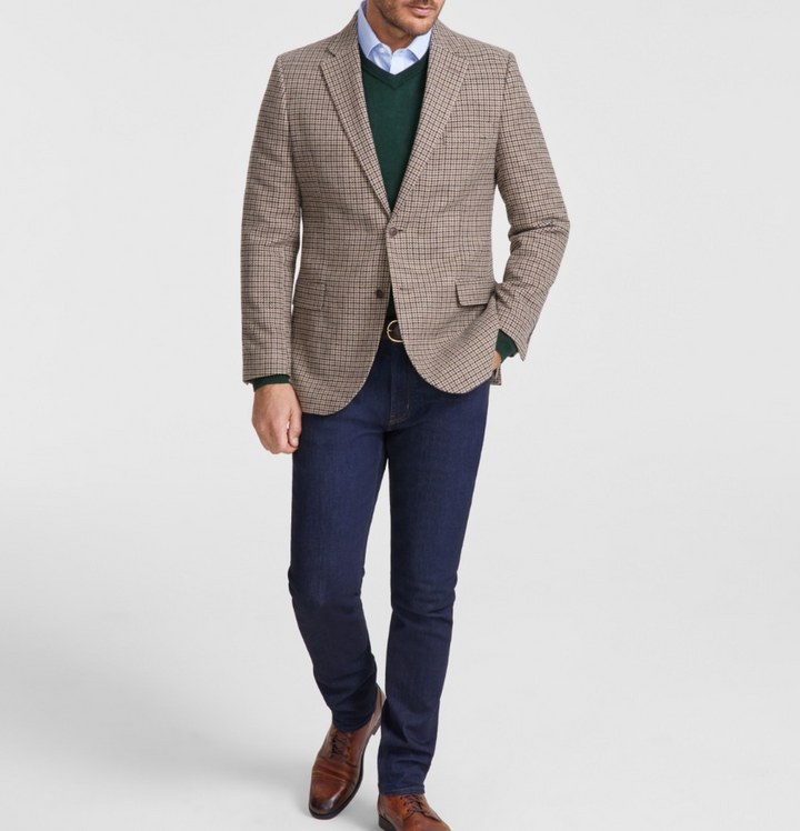 Nautica Men's Modern-Fit Brown Houndstooth Tweed Sport Coat