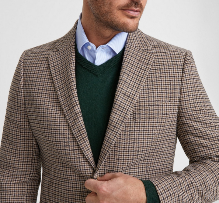 Nautica Men's Modern-Fit Brown Houndstooth Tweed Sport Coat