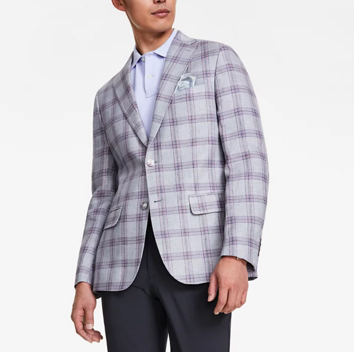 Tallia Men's Plaid Linen Sport Coat