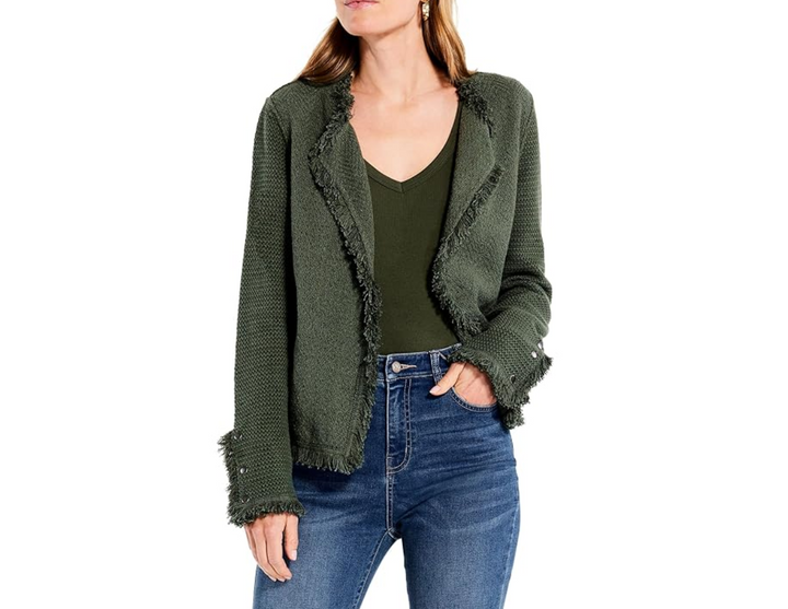 NIC+ZOE Fringe Mix Knit Jacket