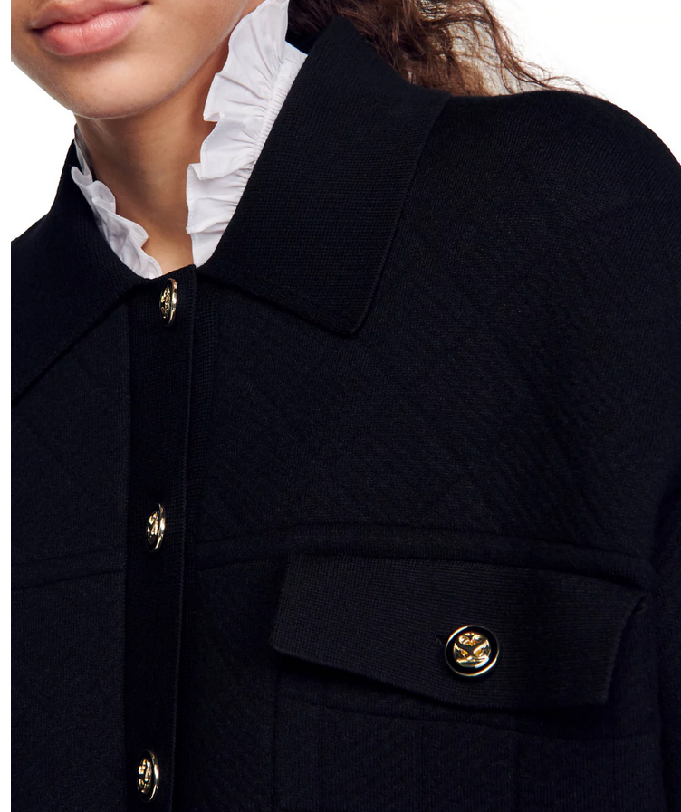 Sandro Marcel Cable Knit Cropped Cardigan