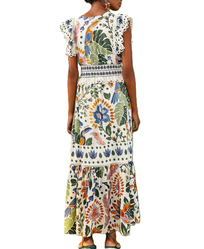 Farm Rio Summer Garden Cotton Maxi Dress