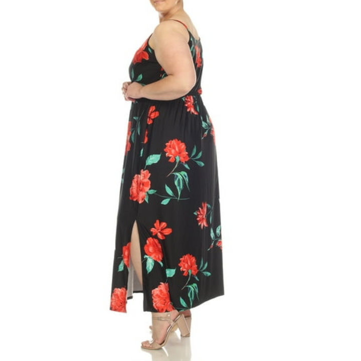 White Mark Plus Size Floral Strap Maxi Dress