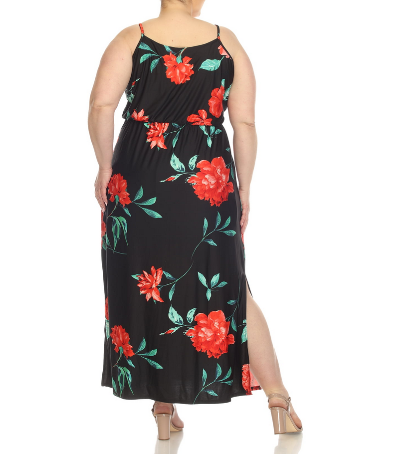 White Mark Plus Size Floral Strap Maxi Dress