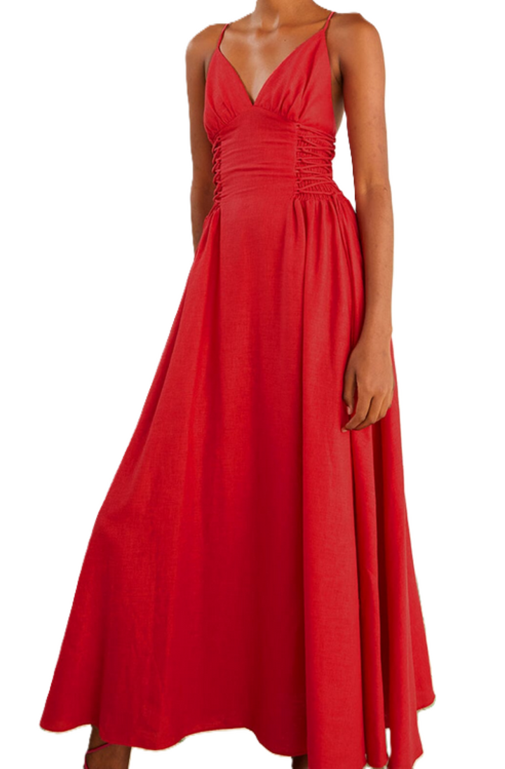 Farm Rio V Neck Sleeveless Midi Dress