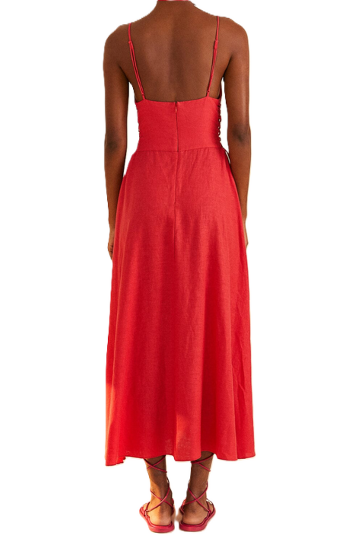 Farm Rio V Neck Sleeveless Midi Dress