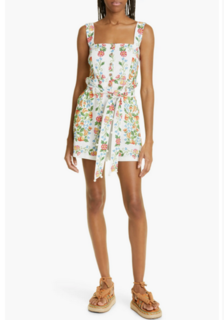 FARM Rio Tropical Romance Floral Linen Blend Romper