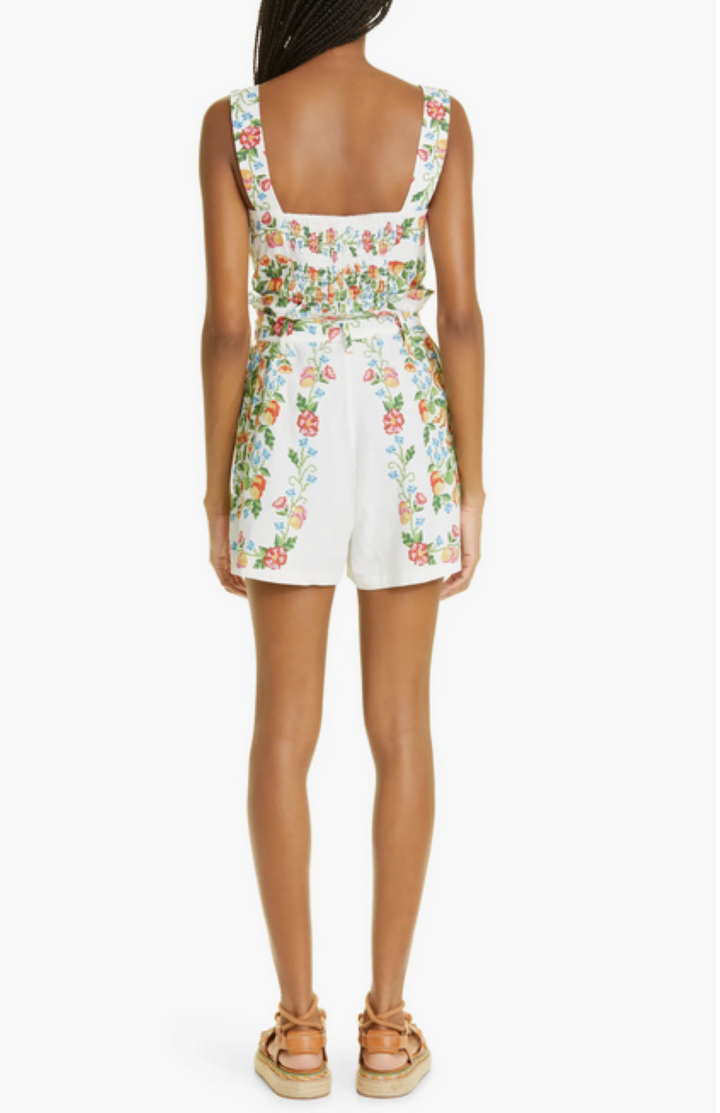 FARM Rio Tropical Romance Floral Linen Blend Romper