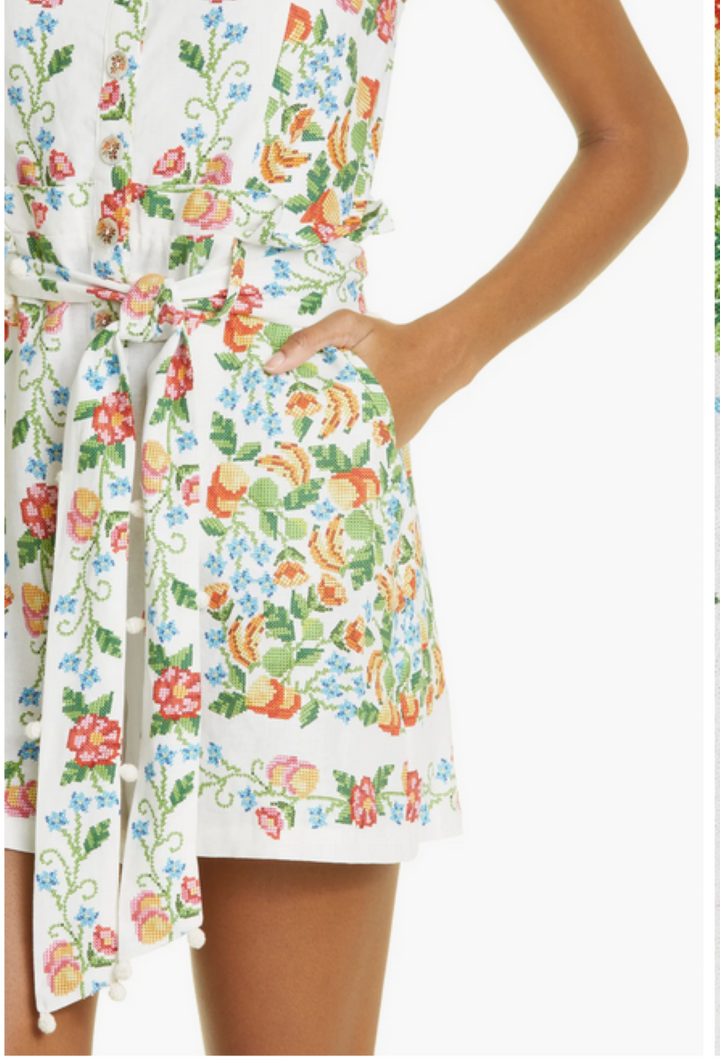 FARM Rio Tropical Romance Floral Linen Blend Romper