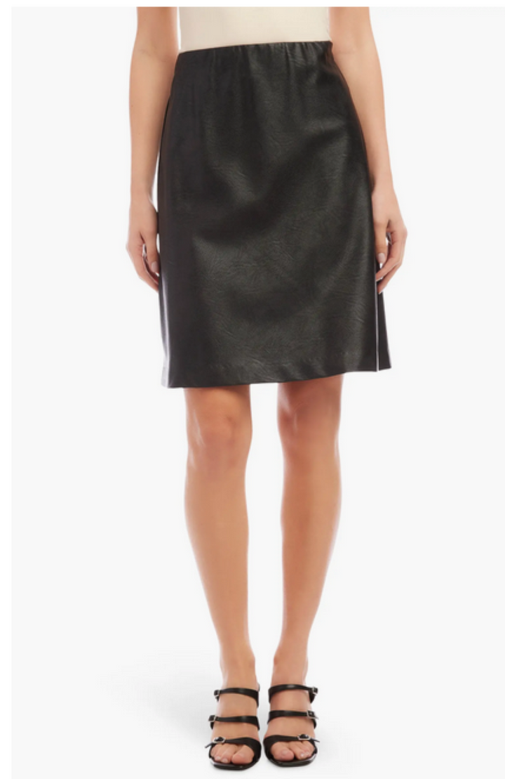 Karen Kane Faux Leather A-Line Skirt