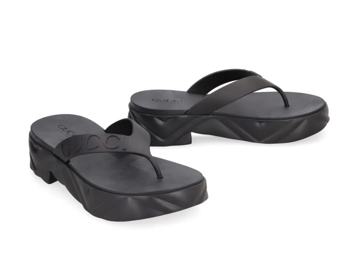 GUCCI Logo-debossed Platform Flip-flops