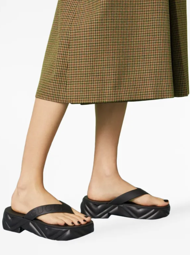 GUCCI Logo-debossed Platform Flip-flops