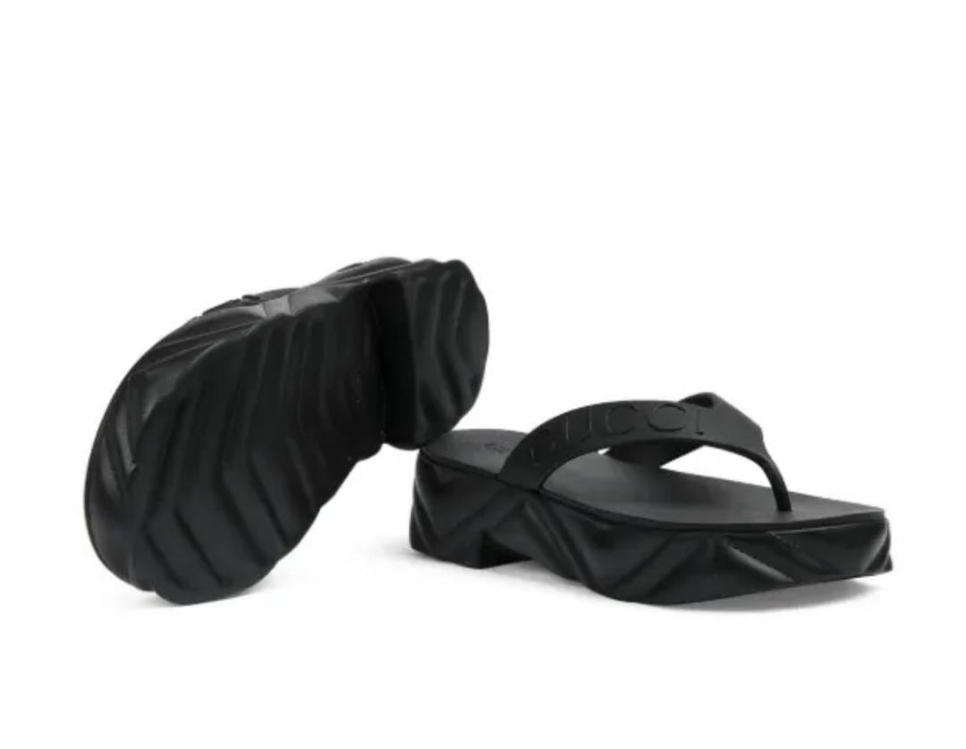 GUCCI Logo-debossed Platform Flip-flops