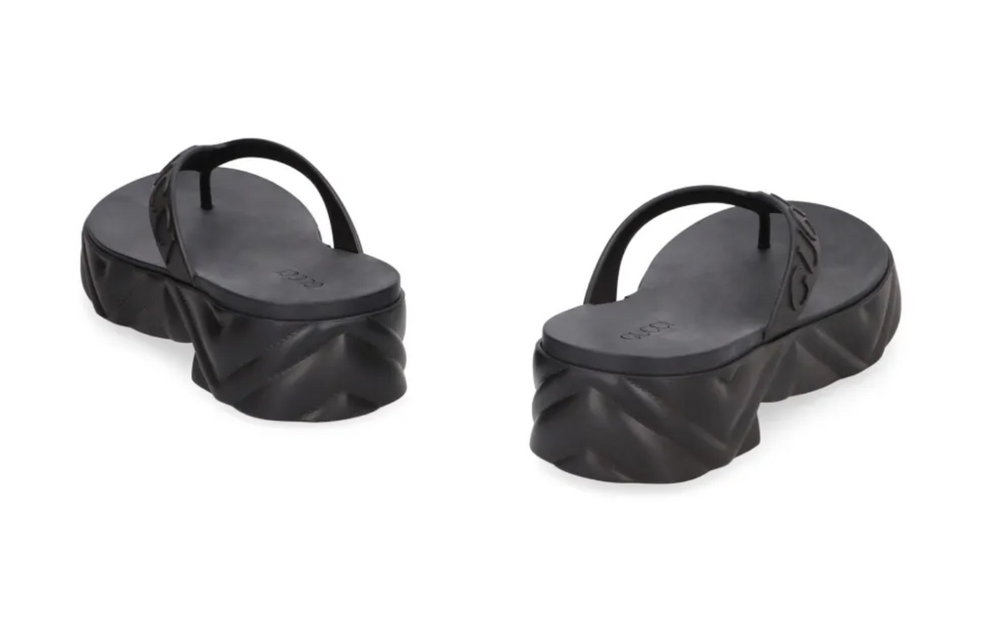 GUCCI Logo-debossed Platform Flip-flops