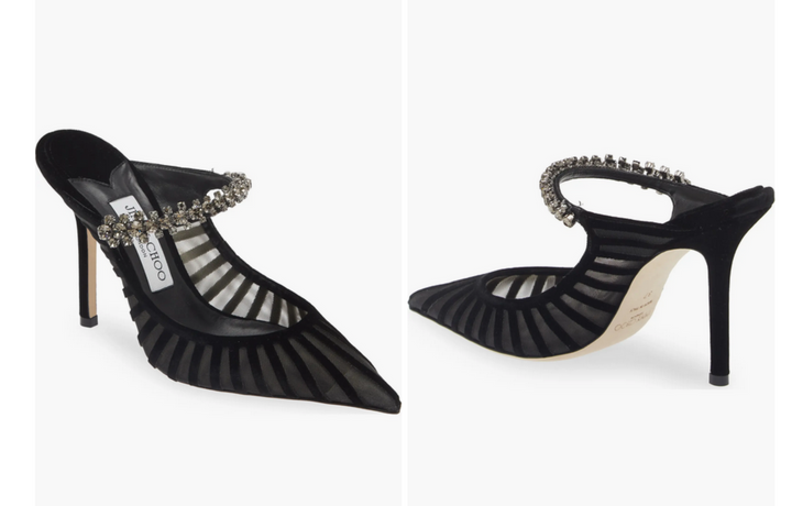 Jimmy Choo Bing 100 Embellished Velvet Cage High Heel Mules