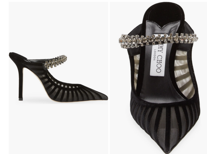 Jimmy Choo Bing 100 Embellished Velvet Cage High Heel Mules