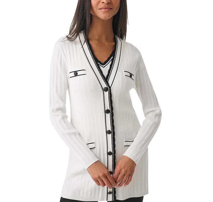 KARL LAGERFELD PARIS Scalloped Trim Cardigan