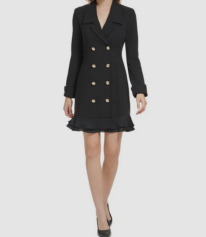 KARL LAGERFELD PARIS Notched Collar Double Breasted Blazer Dress