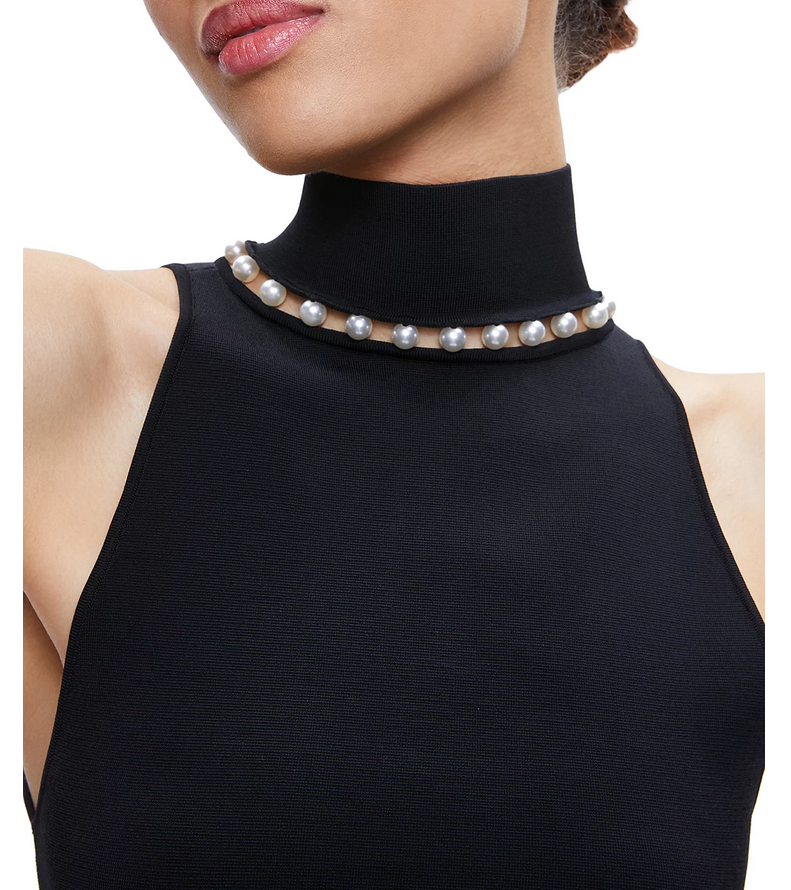 Alice and Olivia Annalee Faux Pearl Embellished Sleeveless Top