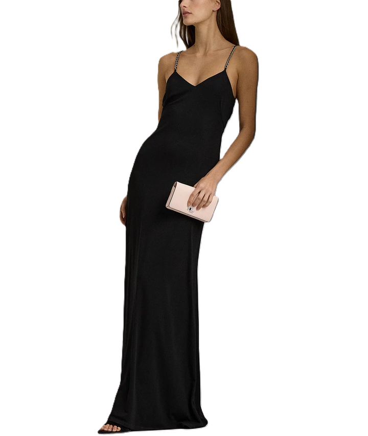 LAUREN RALPH LAUREN Chain-Strap Twisted-Back Gown