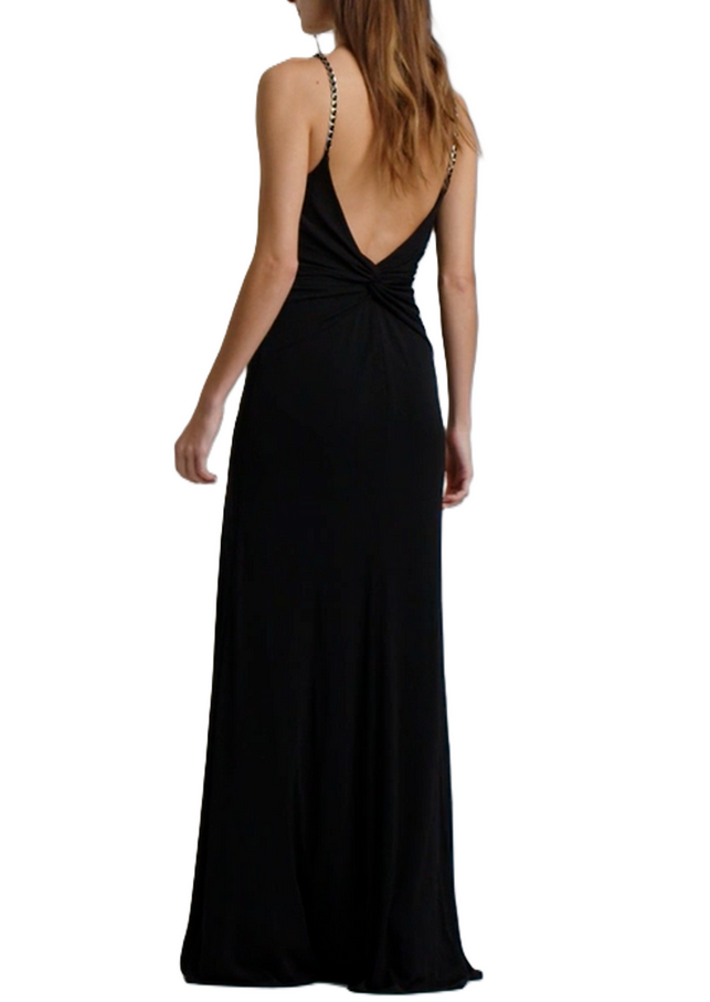 LAUREN RALPH LAUREN Chain-Strap Twisted-Back Gown