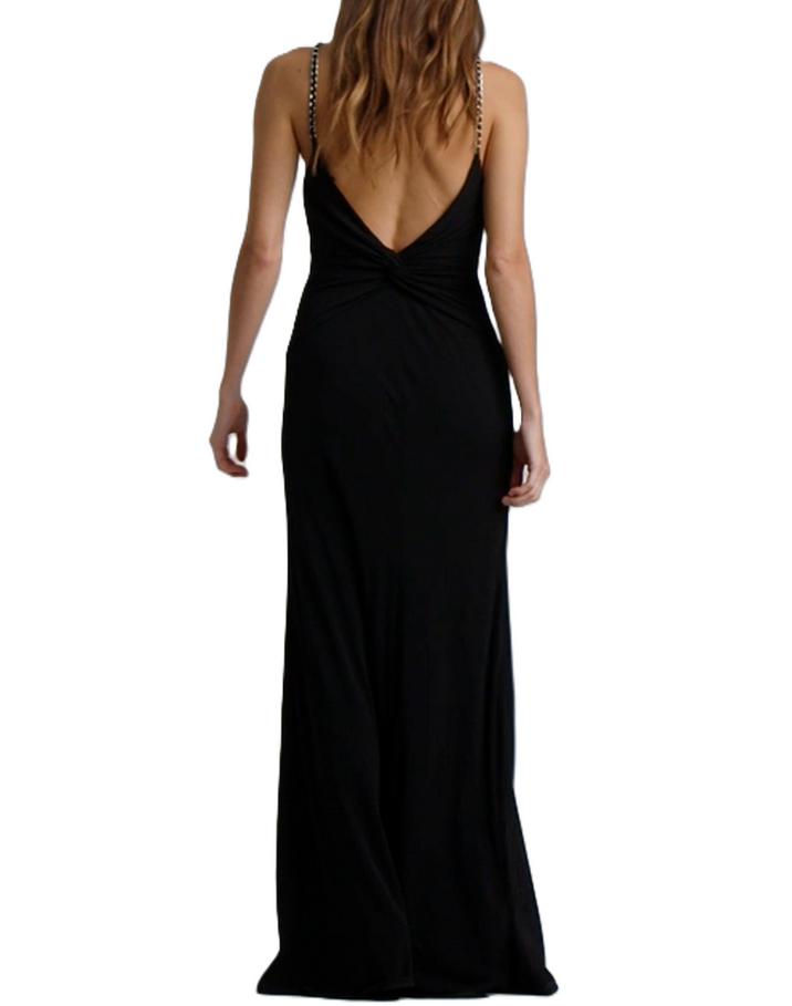 LAUREN RALPH LAUREN Chain-Strap Twisted-Back Gown