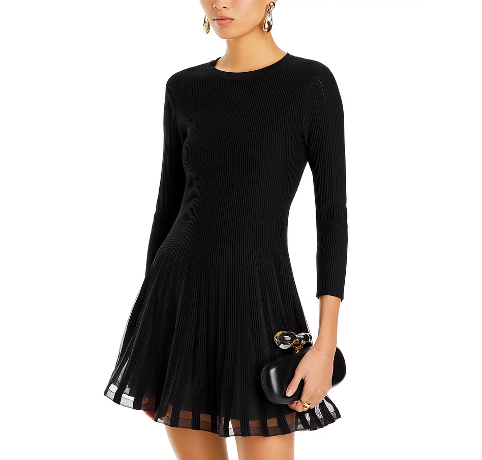 MILLY Tabitha Sheer Hem Mini Dress