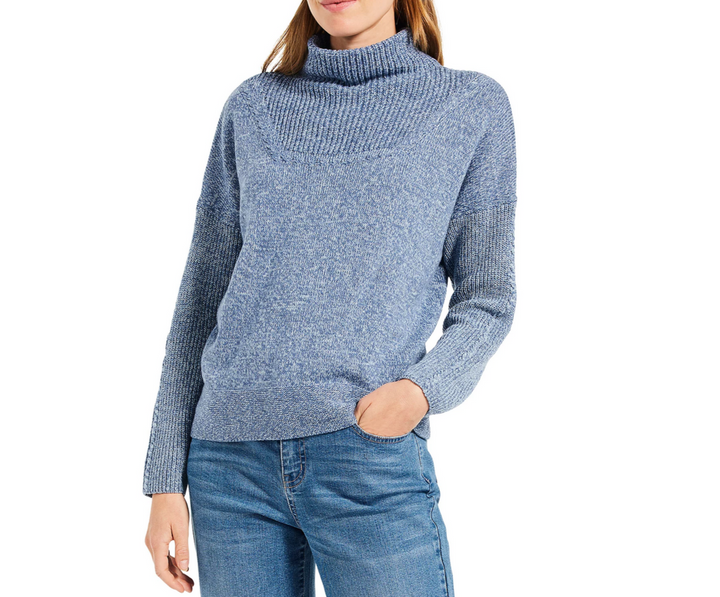 NIC+ZOE Mix Stitch Funnel Neck Sweater