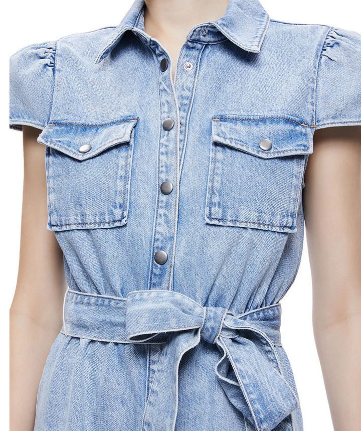 Alice and Olivia Miranda Denim Mini Shirt Dress