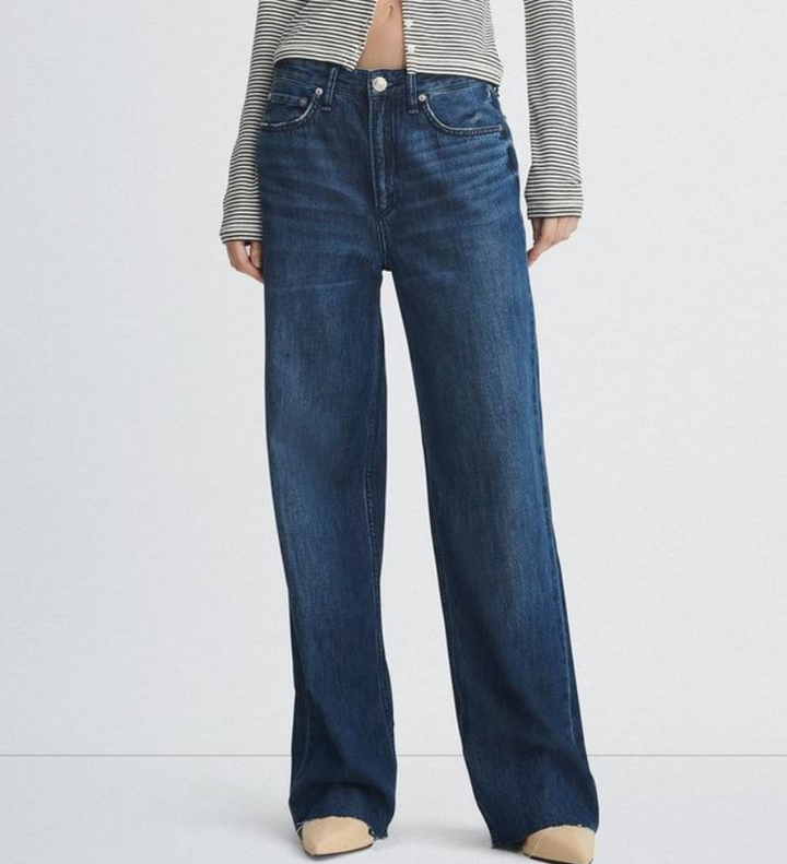 rag & bone Logan Featherweight Mid Rise Wide Leg Jeans