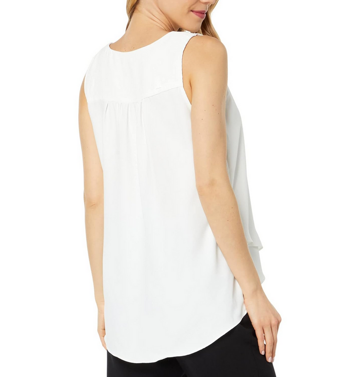 VINCE CAMUTO Sleeveless V Neck Overlap Blouse
