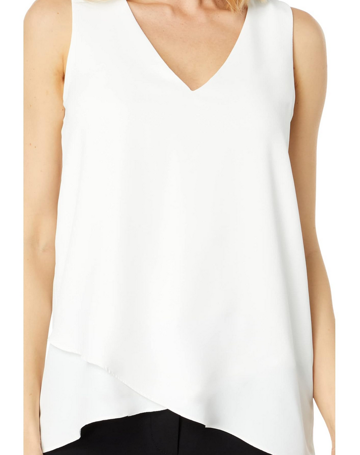 VINCE CAMUTO Sleeveless V Neck Overlap Blouse