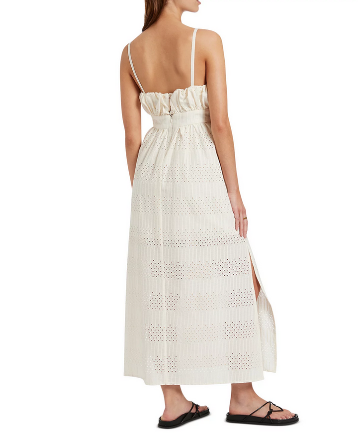 JETS Gathered Neck Eyelet Embroidered Dress