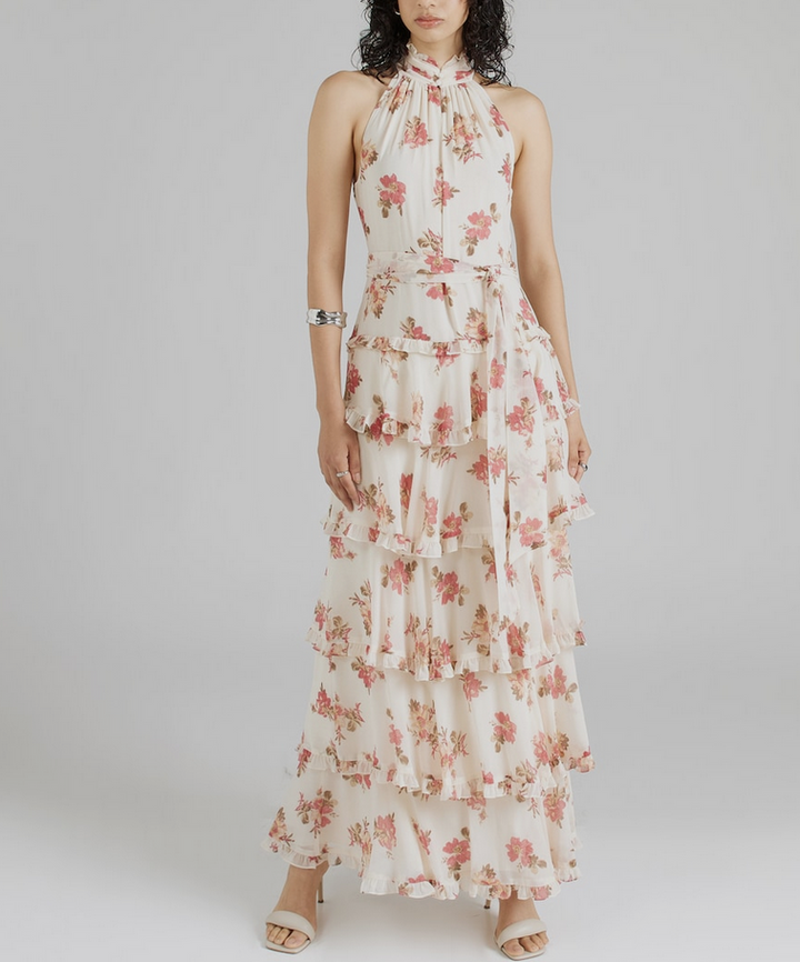 LAUREN RALPH LAUREN Tiered Ruffled Floral Gown