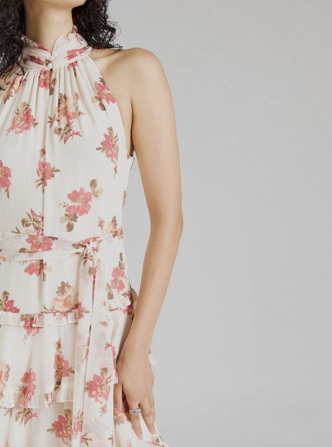 LAUREN RALPH LAUREN Tiered Ruffled Floral Gown