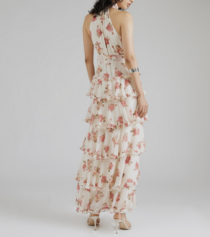 LAUREN RALPH LAUREN Tiered Ruffled Floral Gown