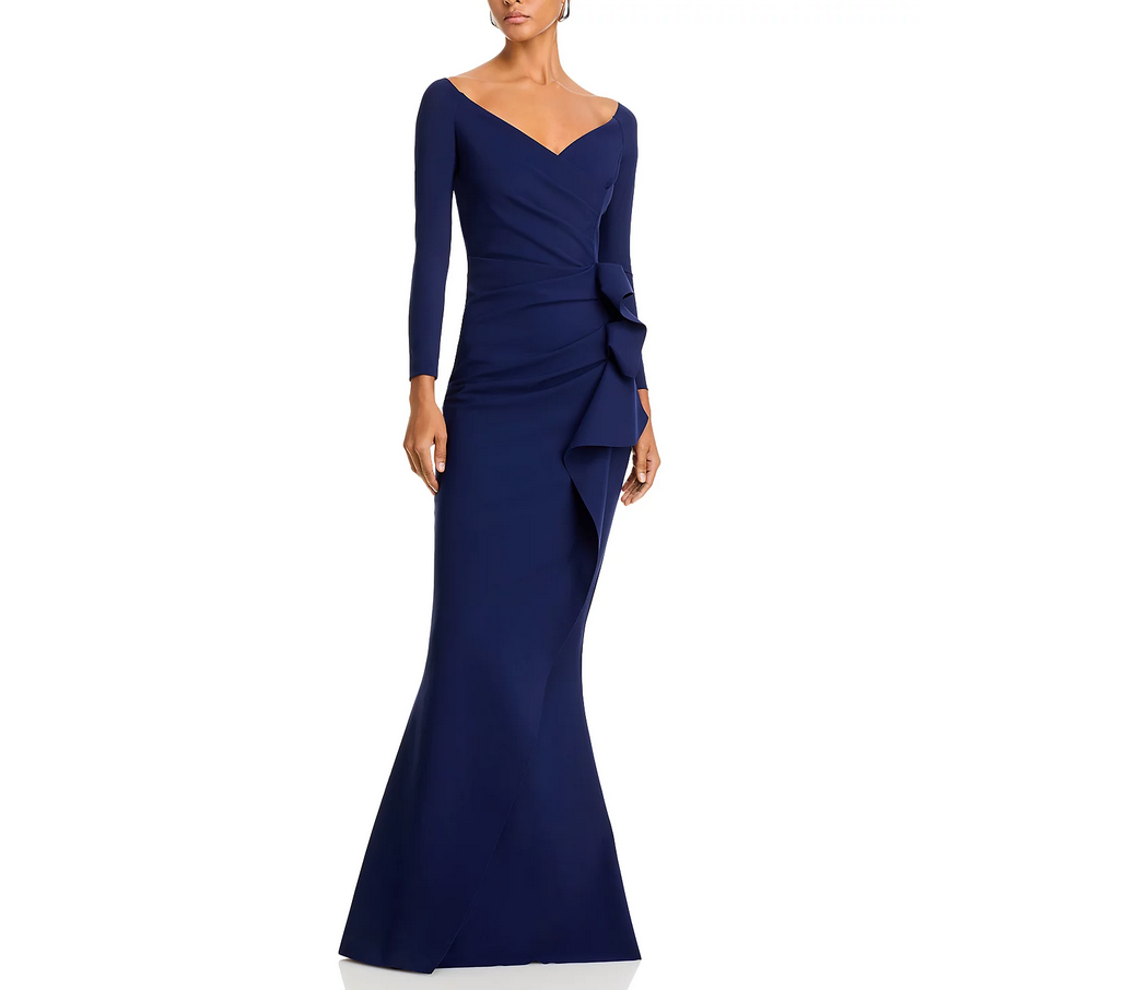 Chiara Boni La Petite Robe Silveria Side Ruffle Gown