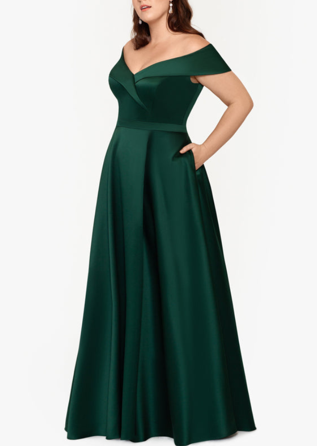 XSCAPE Plus Size Off-The-Shoulder Gown