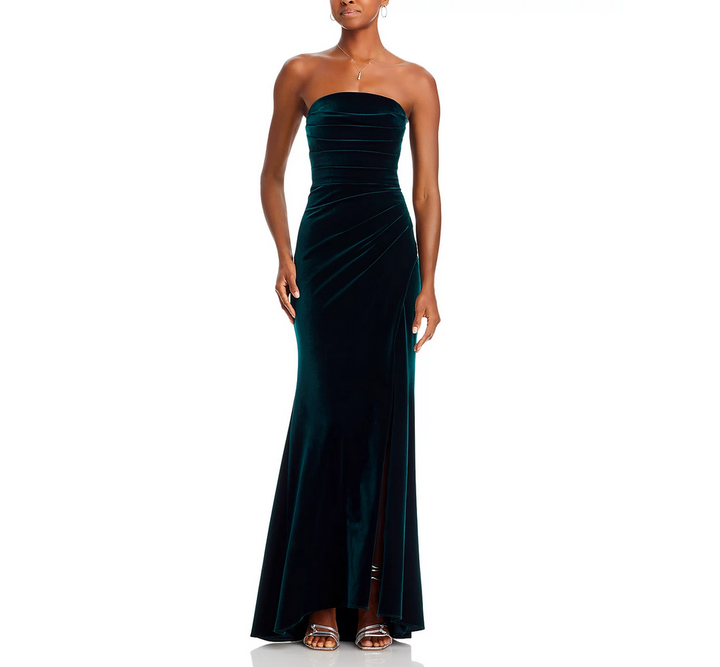 AQUA Velvet Strapless Gown