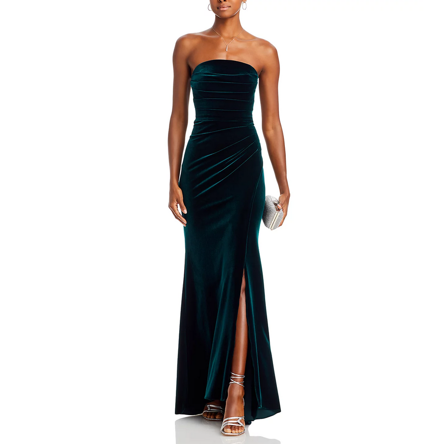 AQUA Velvet Strapless Gown
