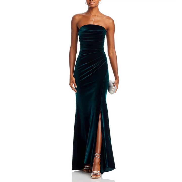 AQUA Velvet Strapless Gown