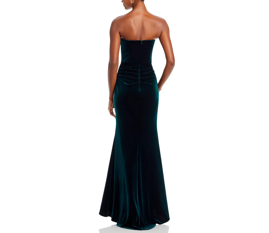 AQUA Velvet Strapless Gown