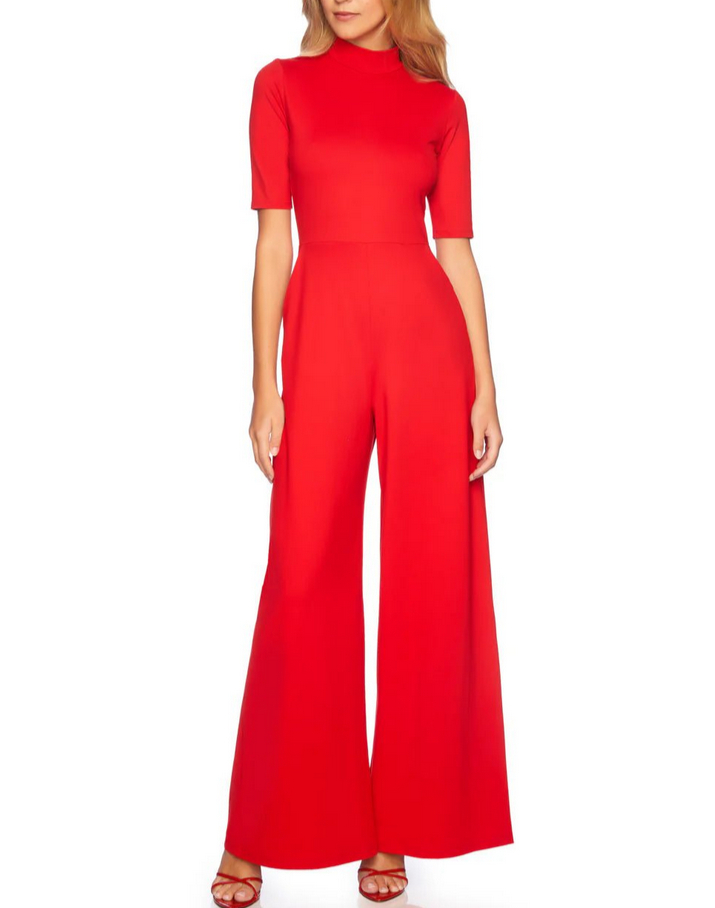 Susana Monaco Short Sleeve Mock Neck Jumpsuit