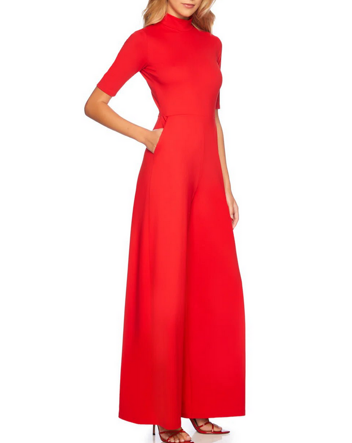 Susana Monaco Short Sleeve Mock Neck Jumpsuit